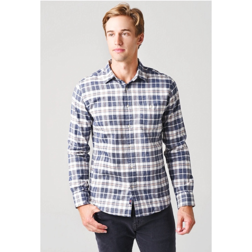 Faherty Featherweight Flannel Shirt Organic Cotton Plaid Sz S